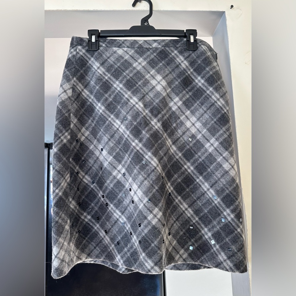 Jcrew multi gray Wool skirt with sparkle embellishments Size 12